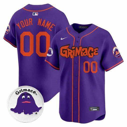 Men's New York Mets Active Player Custom Purple Grimace V2 Vapor Limited Stitched Baseball Jersey Men's New York Mets Active Player Custom Purple Grimace V2 Vapor Limited Stitched Baseball Jersey